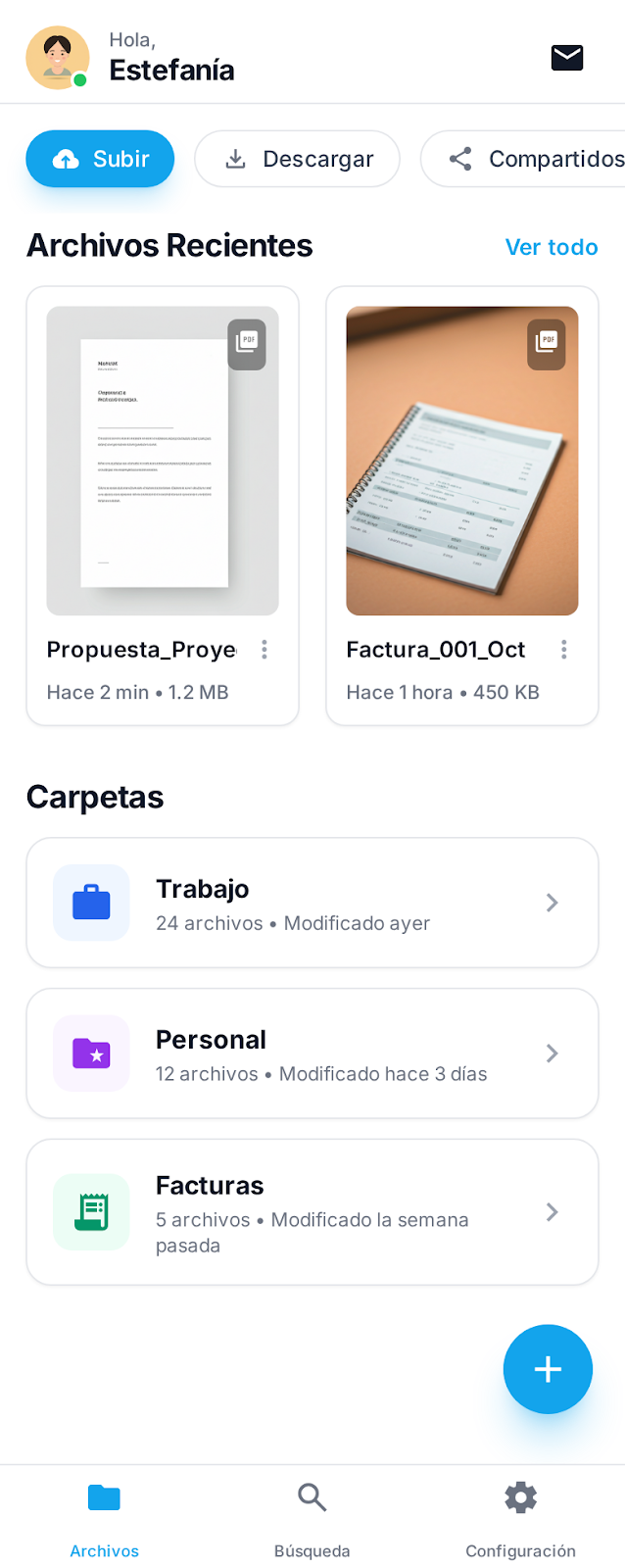 Pantalla de documentos - Modo claro